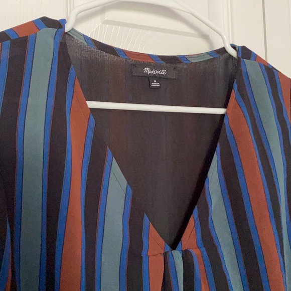 Madewell blue, gray, brown, and black strip blouse - Picture 3 of 6